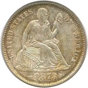 image for: 1873 10c PCGS/CAC MS64 (Arrows)