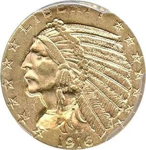 image for: 1916-S $5 PCGS MS62