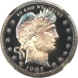 image for: 1907 25c NGC Proof 66 Cameo * Color *