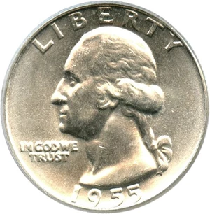 image for: 1955-D 25c PCGS MS65