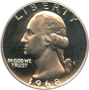 image for: 1968-S 25c PCGS Proof 68 DCameo
