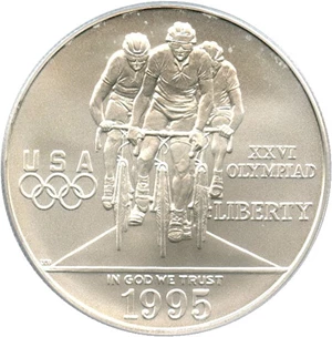 image for: 1995-D $1 PCGS MS70 (Olympic Cycling)