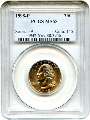 image for: 1998-P 25c PCGS MS65