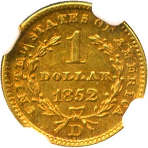 image for: 1852-D G$1 NGC AU58