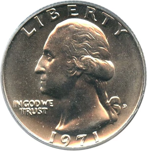 image for: 1971-D 25c PCGS MS65