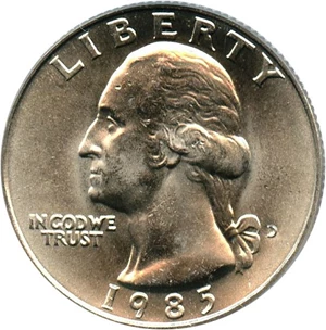 image for: 1985-D 25c PCGS MS65