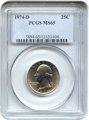 image for: 1974-D 25c PCGS MS65