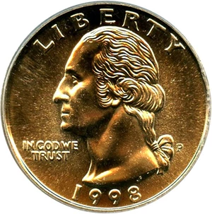 image for: 1998-P 25c PCGS MS65