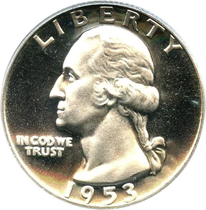 image for: 1953 25c PCGS Proof 67 Cameo