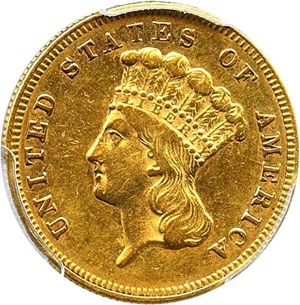image for: 1870 $3 PCGS AU50
