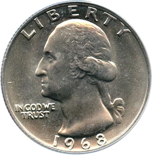 image for: 1968 25c PCGS MS65