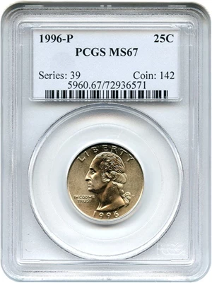 image for: 1996-P 25c PCGS MS67