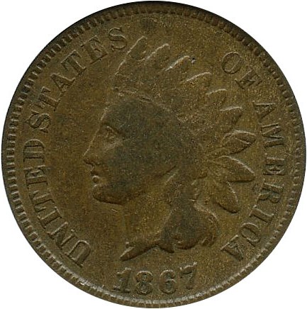 image for: 1867/67 1c PCGS VG-10