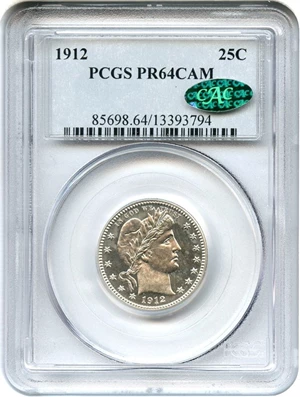 image for: 1912 25c PCGS/CAC Proof 64 Cameo