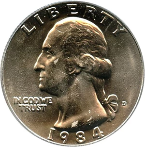 image for: 1984-D 25c PCGS MS64
