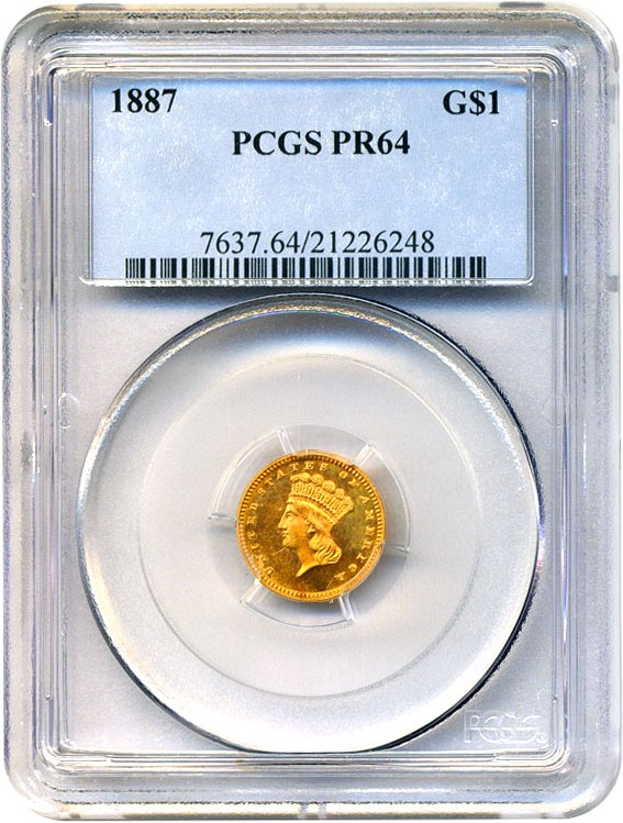 image for: 1887 G$1 PCGS Proof 64