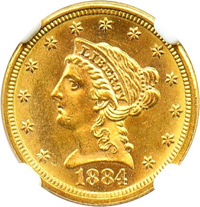 image for: 1884 $2 1/2 NGC MS64