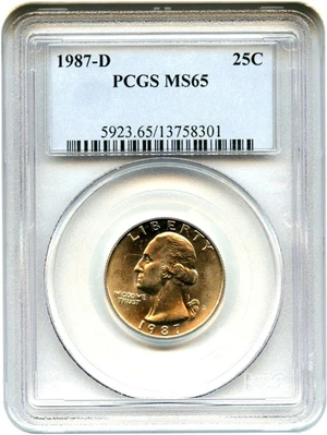 image for: 1987-D 25c PCGS MS65