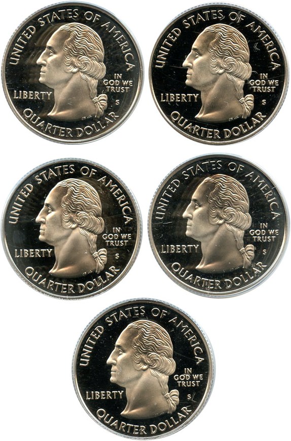 image for: 2007-S State Quarters Clad Proof Set 25c PCGS Proof 69 DCameo (5 coins)