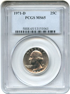 image for: 1971-D 25c PCGS MS65