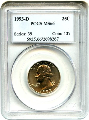 image for: 1993-D 25c PCGS MS66