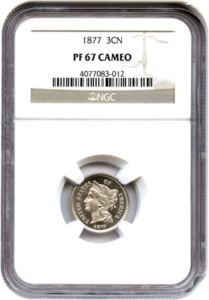 image for: 1877 3cN NGC Proof 67 Cameo - Scarce Proof Only
