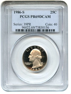 image for: 1986-S 25c PCGS Proof 69 DCameo