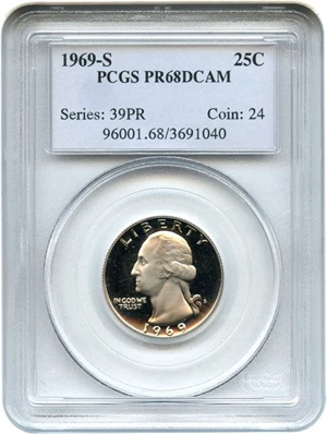image for: 1969-S 25c PCGS Proof 68 DCameo