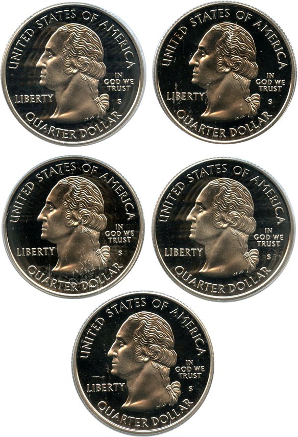 image for: 2002-S State Quarters Clad Proof Set 25c PCGS Proof 69 DCameo (5 coins)