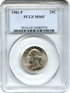 image for: 1981-P 25c PCGS MS65