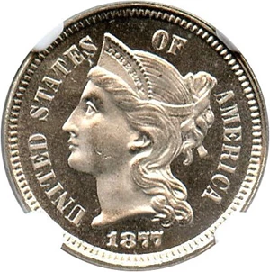 image for: 1877 3cN NGC Proof 67 Cameo - Scarce Proof Only