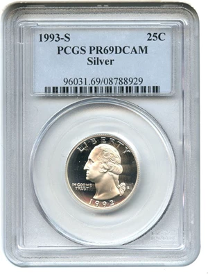 image for: 1993-S 25c PCGS Proof 69 DCameo (Silver)