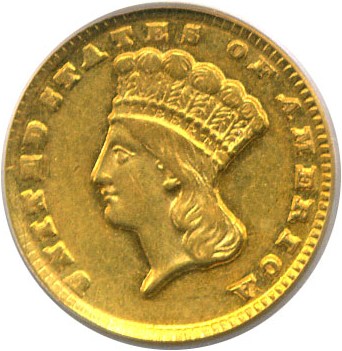 image for: 1861-D G$1 PCGS/CAC AU53 (#71 in the Top 100 Greatest U.S. Coins)