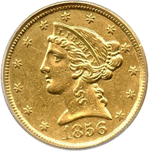 image for: 1856-C $5 PCGS XF45