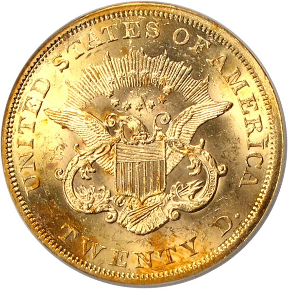 image for: 1863 $20 PCGS MS61