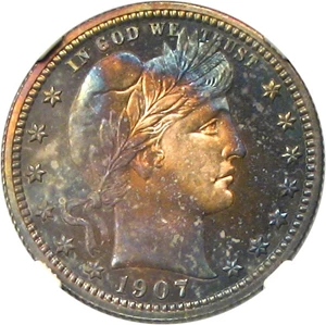 image for: 1907 25c NGC/CAC Proof 67 * Color *