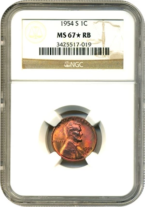 image for: 1954-S 1c NGC MS67 RB * Star *