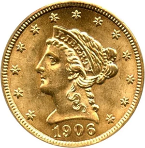 image for: 1906 $2 1/2 PCGS/CAC MS64