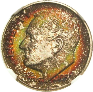 image for: 1957-D 10c NGC MS68 * Color *
