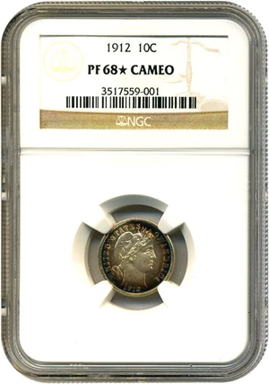 image for: 1912 10c NGC Proof 68 Cameo * Star/Color *