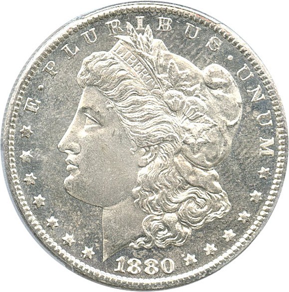 image for: 1880-CC $1 PCGS MS64 DMPL (8/High 7)