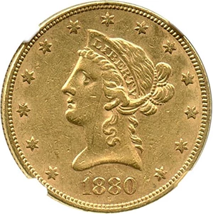 image for: 1880 $10 NGC XF45