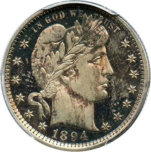 image for: 1894 25c PCGS Proof 64