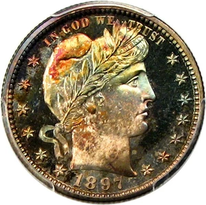 image for: 1897 25c PCGS/CAC Proof 67 Cameo * Color *