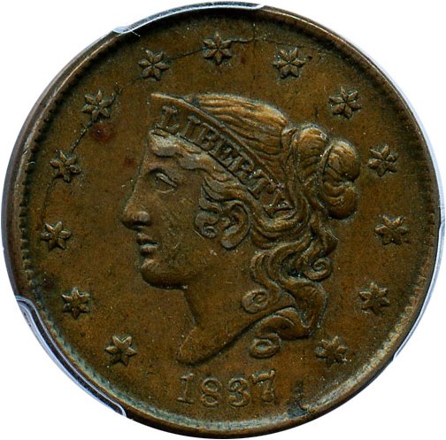 image for: 1837 1c PCGS AU55 (Small Letters)