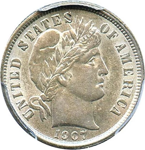 image for: 1907 10c PCGS AU55