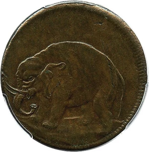 image for: (c.1694) Elephant 1/2 P PCGS MS62 BN (LONDON, Thick Planchet)