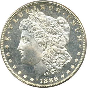 image for: 1886 $1 PCGS/CAC MS65+ DMPL