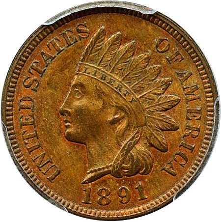 image for: 1891 1c PCGS/CAC MS64 BN