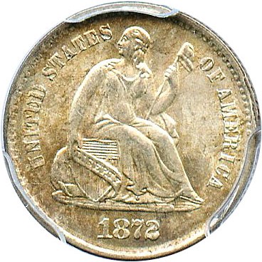 image for: 1872-S H10c PCGS/CAC MS66 (Mintmark Below Wreath)